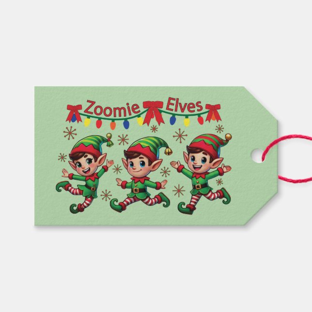 Zoomie Elves Christmas Gift Tags (Front (Horizontal))