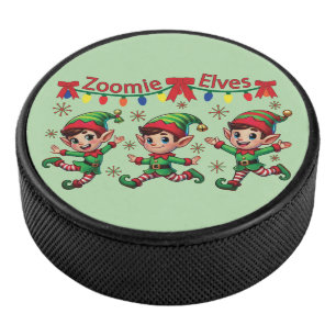 Zoomie Elves Christmas Hockey Puck