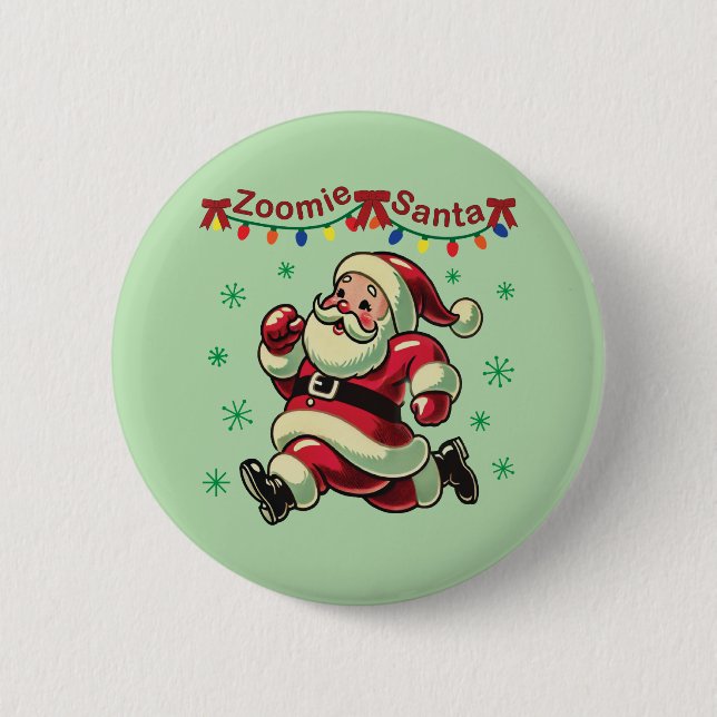 Zoomie Santa Christmas 6 Cm Round Badge (Front)