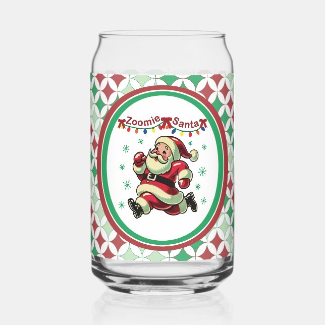 Zoomie Santa Christmas Can Glass (Front)