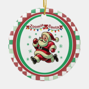 Zoomie Santa Christmas Ceramic Ornament