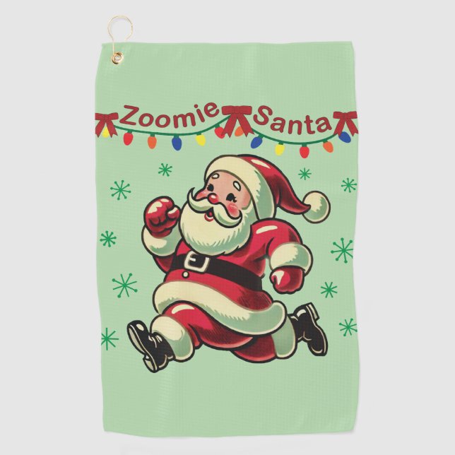 Zoomie Santa Christmas Golf Towel (Front)