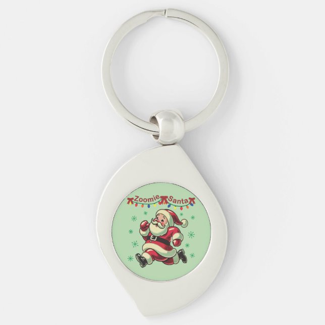 Zoomie Santa Christmas Key Ring (Front)