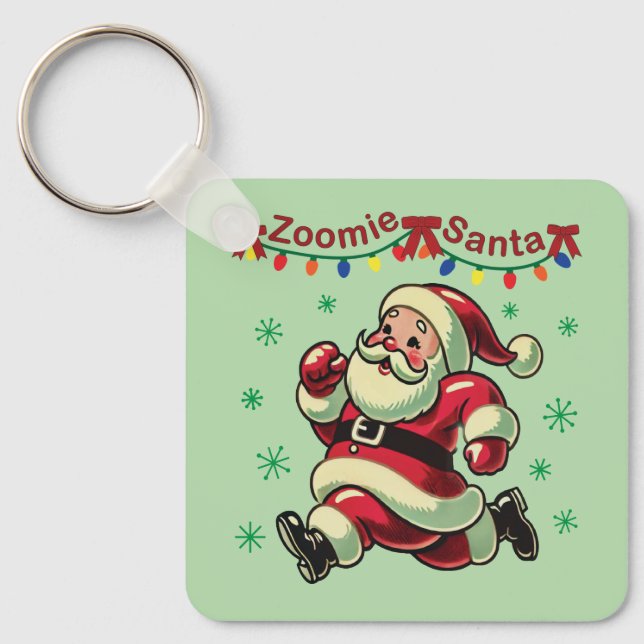 Zoomie Santa Christmas Key Ring (Front)