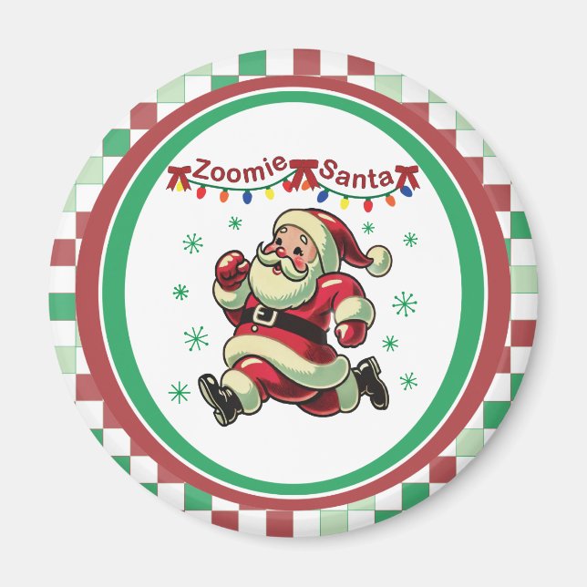 Zoomie Santa Christmas Magnet (Front)