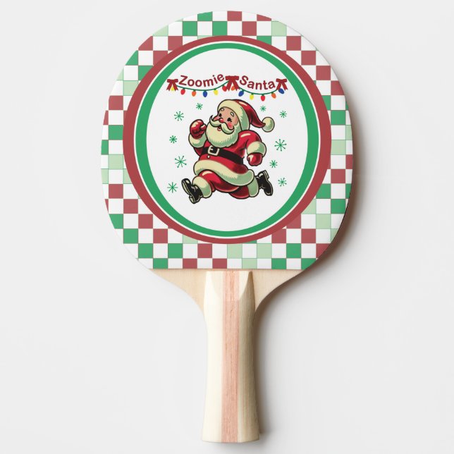Zoomie Santa Christmas Ping Pong Paddle (Front)