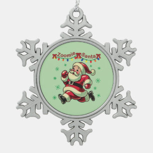 Zoomie Santa Christmas Snowflake Pewter Christmas Ornament