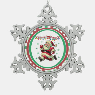 Zoomie Santa Christmas Snowflake Pewter Christmas Ornament