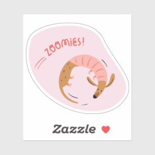 zoomies cute illustrated brown dog light pink