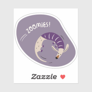 zoomies cute illustrated dog purple sticker