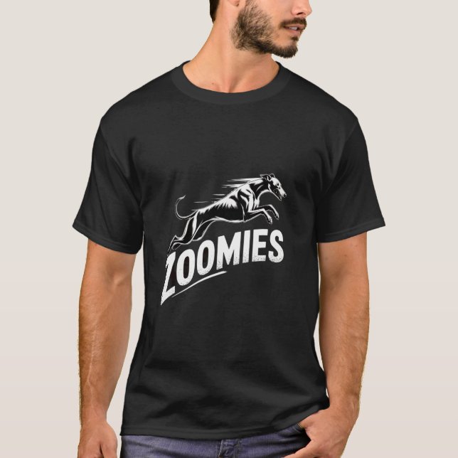 Zoomies Greyhound Dog Design with Speed Effect T-Shirt (Front)