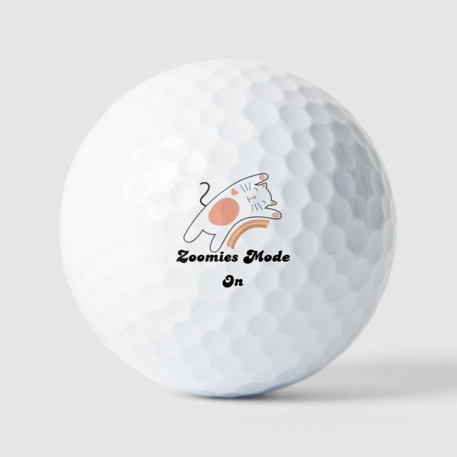 Zoomies Mode On Funny Cat Baseball Hat Golf Balls (Front)