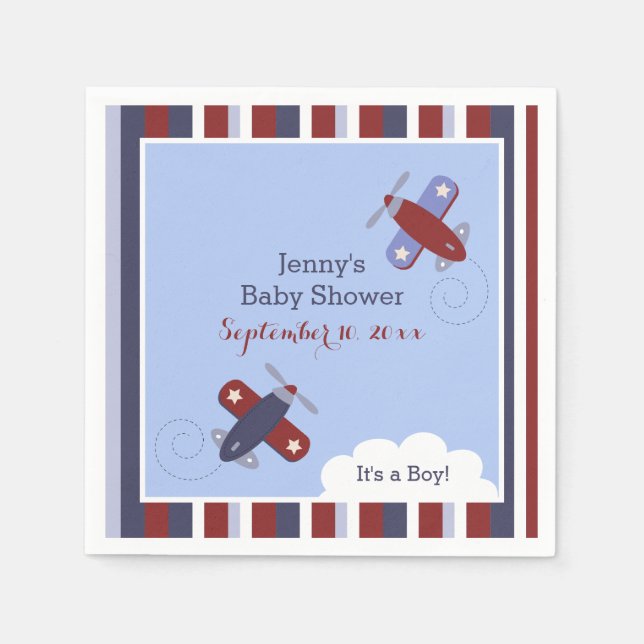 Zooming Along Aeroplane Customised Napkins (Front)