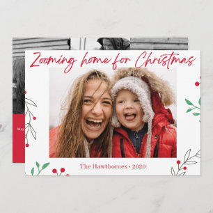 "Zooming Home" fun custom Christmas Photo Holiday Card