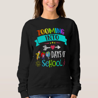 Zooming Into 100 Days Of School Teacher Kids Sweatshirt