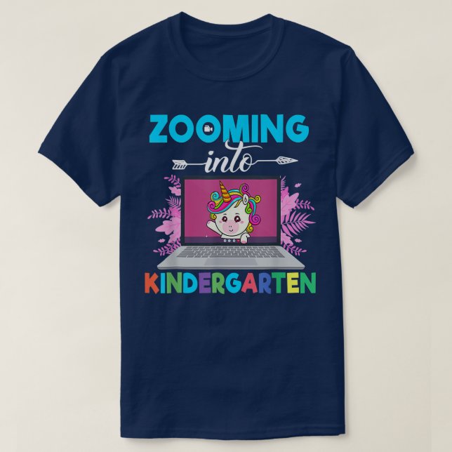 Zooming Into Kindergarten Unicorn Happy Days Of Sc T-Shirt (Design Front)