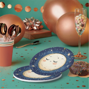 Zooming to the Moon Paper Plate
