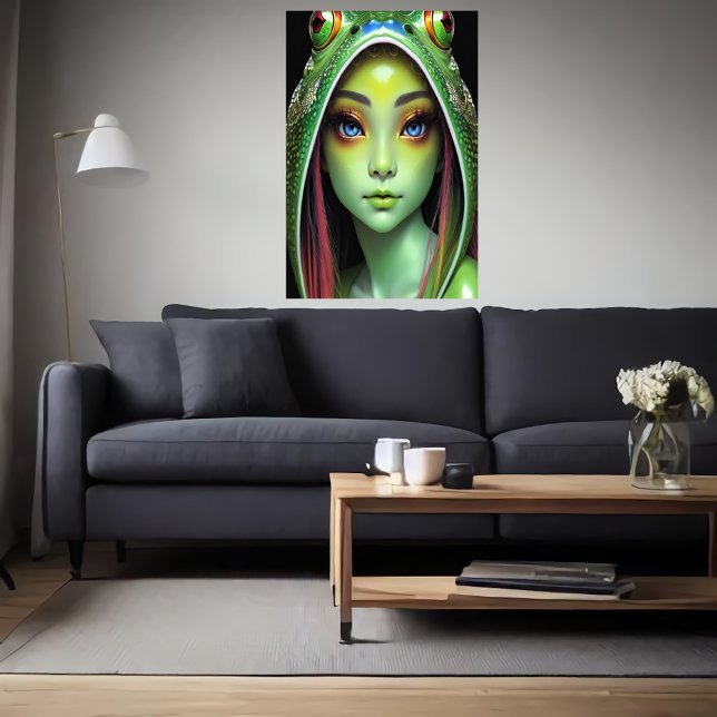 Zoomorphic cool young frog lady | AI Art Poster (Creator Uploaded)