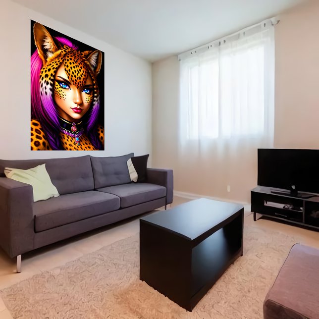 Zoomorphic cool young lady cheetah | AI Art Poster (Creator Uploaded)