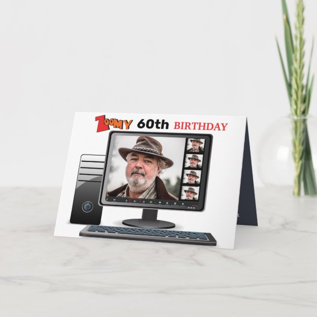 Zoomy 60th Birthday Funny Video Conference Call  Card (Front)