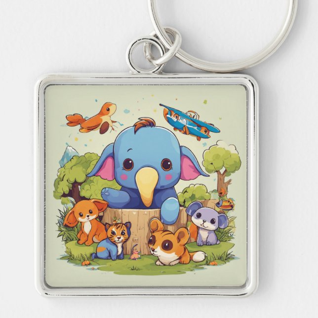 ZooThreads: Where Animals Dress to Impress Key Ring (Front)
