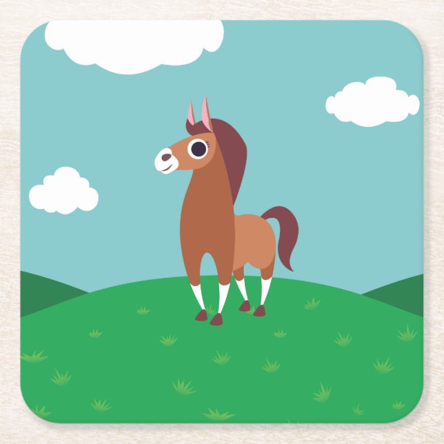 Zora the Horse Square Paper Coaster (Front)