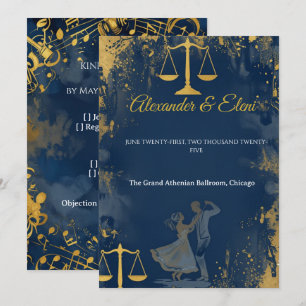 Zorba Dancing Lawyer Watercolor Wedding Invitation