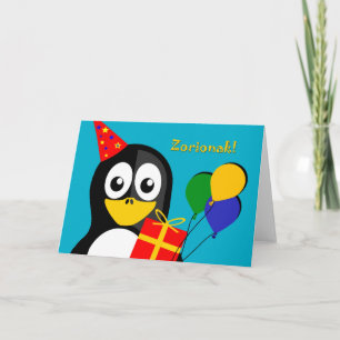 Zorionak! Birthday Greetins in Basque, Penguin Card