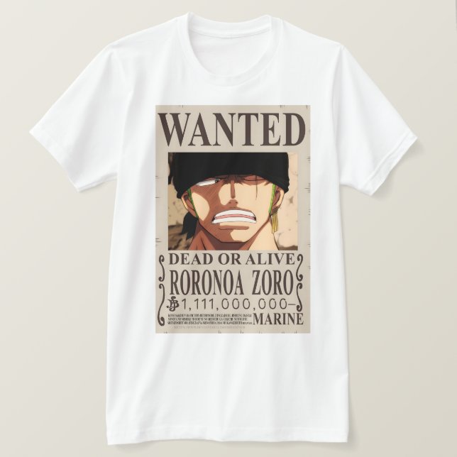 Zoro Wanted Poster Man T-shirt (Design Front)