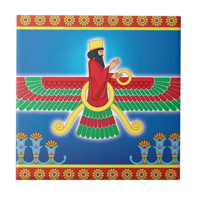 Zoroastrian Persian Faravahar Tile (Front)