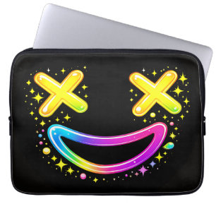ZOYNKLAB Neon X-Eyes Smiley Face Rainbow Graffiti Laptop Sleeve