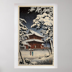Zozoji Temple in Snow by Tsuchiya Koitsu Vintage Poster