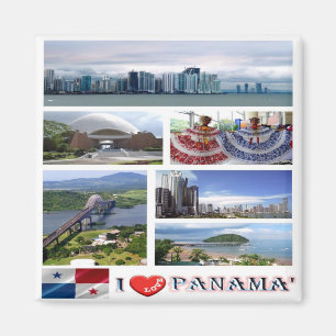 zPA002 PANAMA I Love, Mosaic, America, Fridge Magnet