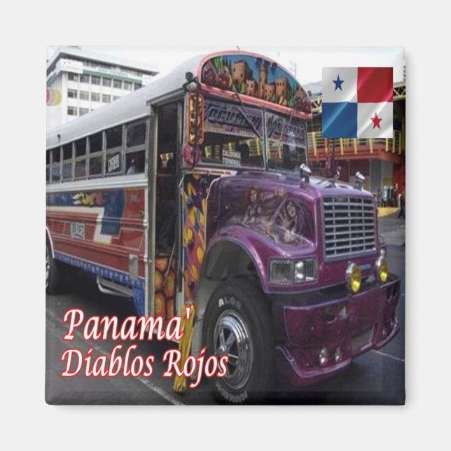 zPA009 PANAMA, Red Devil Public Transport, Fridge  Magnet (Front)