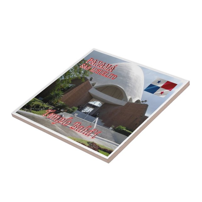 zPA012 PANAMA, Bahá'í Temple in San Miguelito,  Ceramic Tile (Side)