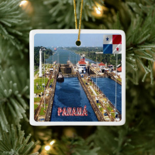 zPA014 PANAMA, CANAL LOCKS, America, Ceramic Ornament