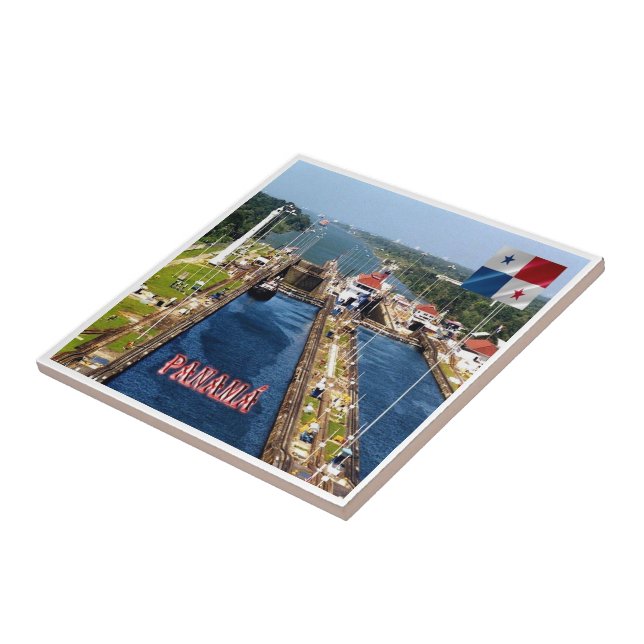 zPA014 PANAMA, CANAL LOCKS, America, Ceramic Tile (Side)