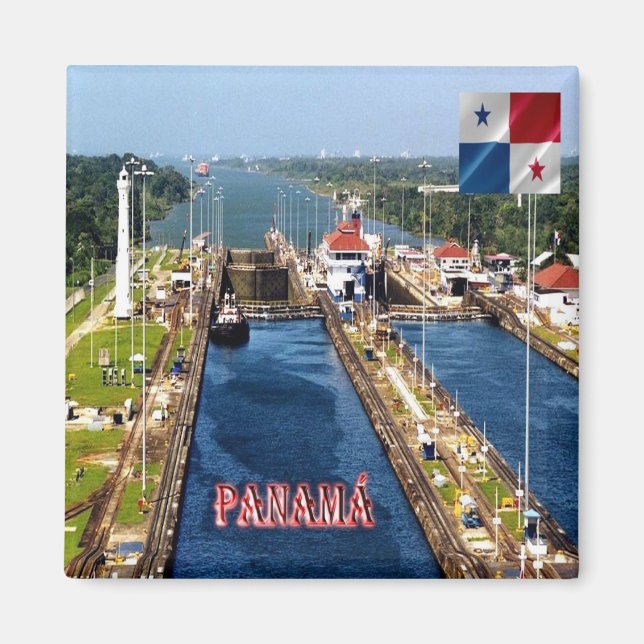 zPA014 PANAMA, CANAL LOCKS, America, Fridge Magnet (Front)