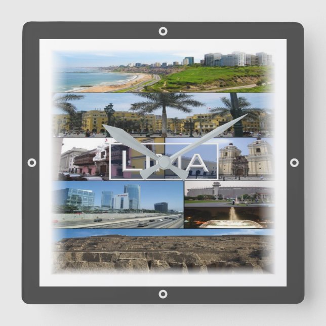 zPE008 mosaic of LIMA in Peru, America, Square Wall Clock (Front)