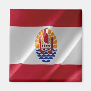 zPF002 FRENCH POLINESIA WAVING FLAG, Fridge Magnet