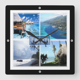 zPF003 TAHITI, French Polynesia, Oceania, Square Wall Clock