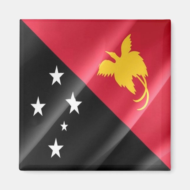 zPG002 WAVING FLAG PAPUA NEW GUINEA, Fridge Magnet (Front)