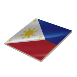 zPH002 waving Philippine FLAG Philippines, Ceramic Tile