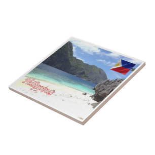 zPH005 beach of MATINLOC ISLAND Philippines Ceramic Tile