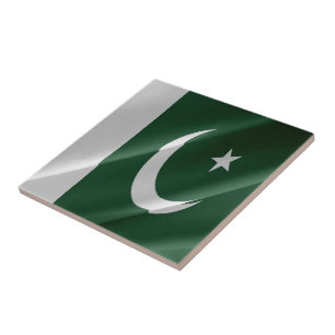 zPK002 waving Pakistani flag FLAG Pakistan,  Ceramic Tile