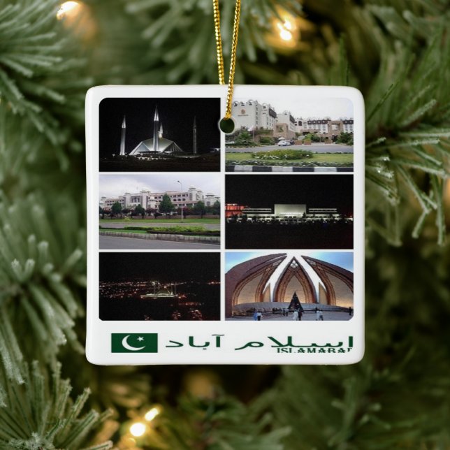 zPK003 collage of ISLAMABAD, Pakistan Asia, Ceramic Ornament (Tree)