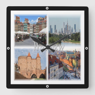 zPL006 WARSAW WARSZAWA, Poland, Europe, Square Wall Clock