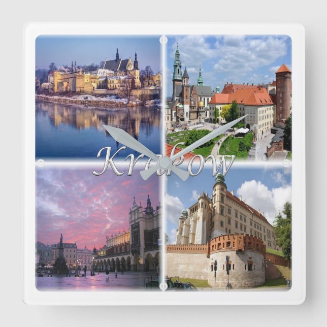 zPL009 KRAKOW, Poland, Europe, Square Wall Clock (Front)