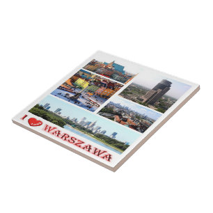 zPL010 WARSAW "I Love", Poland, Europe, Ceramic Tile