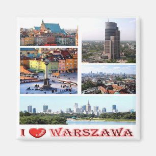 zPL010 WARSAW "I Love", Poland, Europe, Fridge Magnet